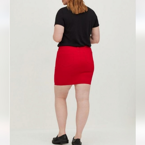 Torrid Ruby Red Denim Mini Skirt - Picture 2 of 7